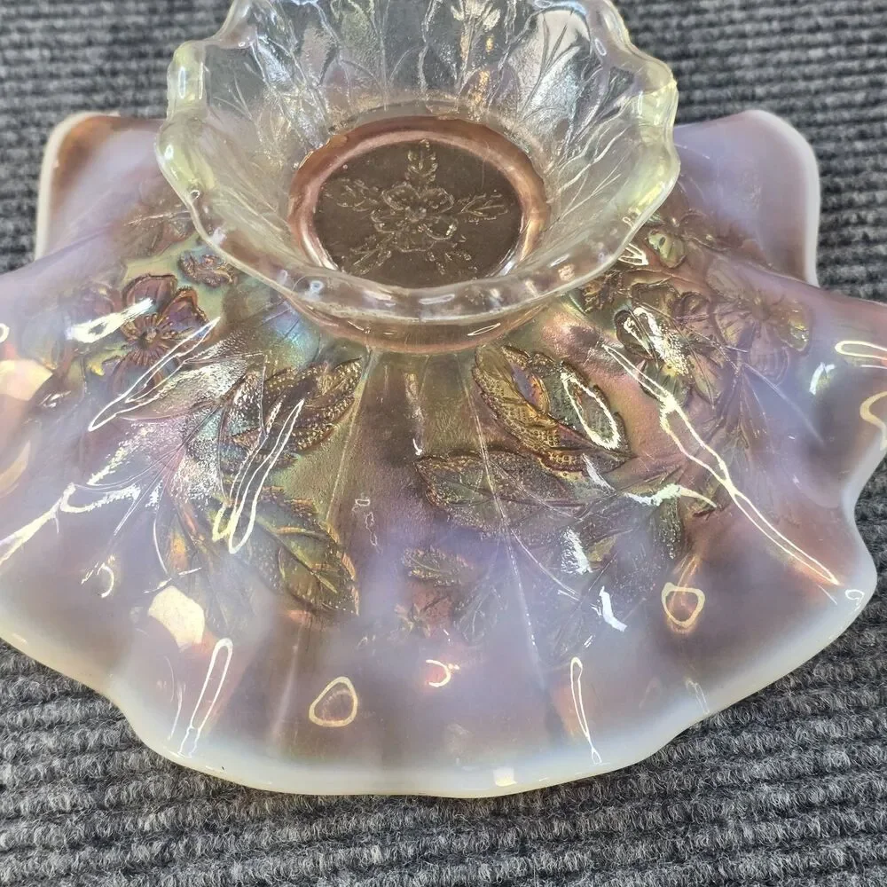 Marigold Carnival Glass Candy Bowl Grapevine Pattern Vintage Home Decoration